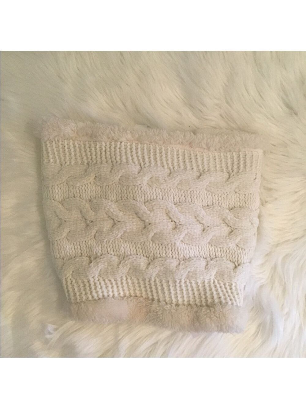 Womans Goods For Life chunky cable knit lined snood ivory